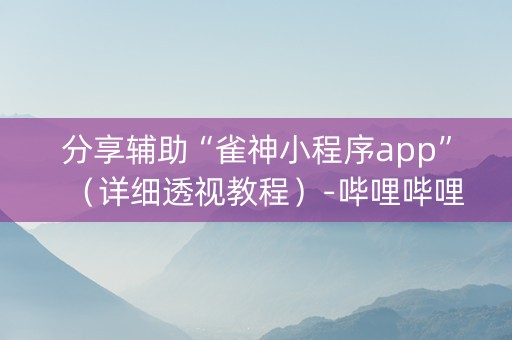 分享辅助“雀神小程序app”（详细透视教程）-哔哩哔哩