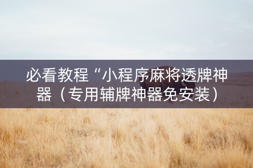 必看教程“小程序麻将透牌神器（专用辅牌神器免安装）