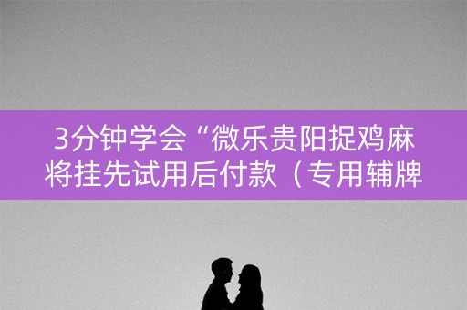 3分钟学会“微乐贵阳捉鸡麻将挂先试用后付款（专用辅牌神器免安装）