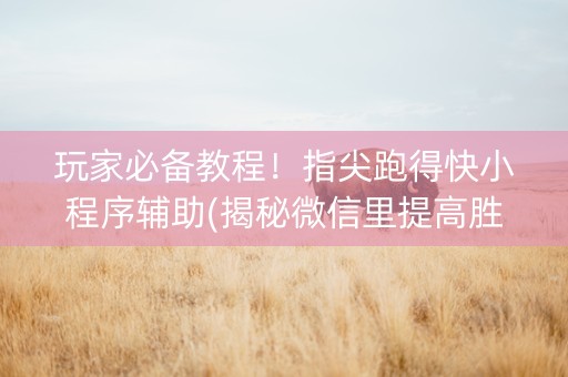 玩家必备教程！指尖跑得快小程序辅助(揭秘微信里提高胜率)