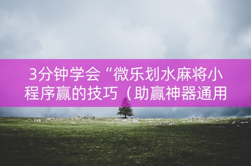 3分钟学会“微乐划水麻将小程序赢的技巧（助赢神器通用版）