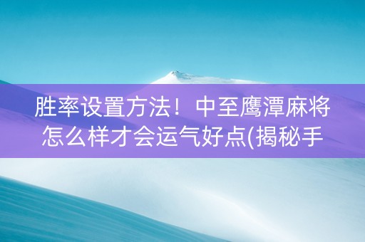 胜率设置方法！中至鹰潭麻将怎么样才会运气好点(揭秘手机上胡牌神器)