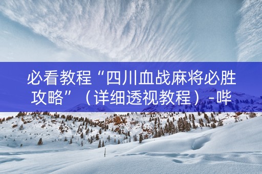 必看教程“四川血战麻将必胜攻略”（详细透视教程）-哔哩哔哩