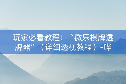 玩家必看教程！“微乐棋牌透牌器”（详细透视教程）-哔哩哔哩