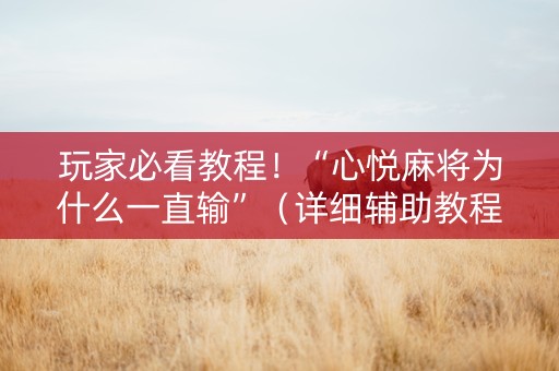 玩家必看教程！“心悦麻将为什么一直输”（详细辅助教程）-哔哩哔哩