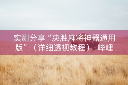 实测分享“决胜麻将神器通用版”（详细透视教程）-哔哩哔哩