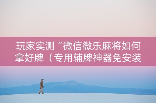 玩家实测“微信微乐麻将如何拿好牌（专用辅牌神器免安装）