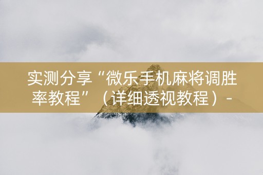 实测分享“微乐手机麻将调胜率教程”（详细透视教程）-哔哩哔哩