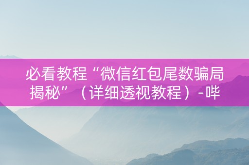 必看教程“微信红包尾数骗局揭秘”（详细透视教程）-哔哩哔哩