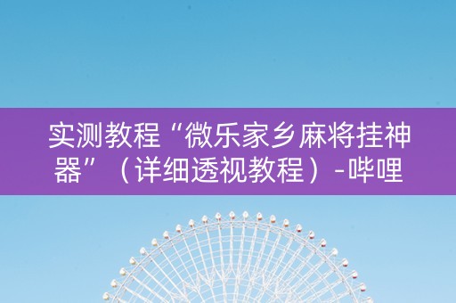 实测教程“微乐家乡麻将挂神器”（详细透视教程）-哔哩哔哩