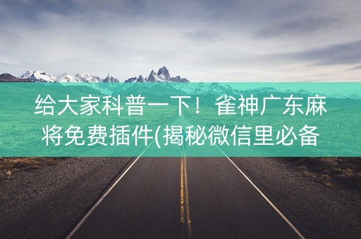 给大家科普一下！雀神广东麻将免费插件(揭秘微信里必备神器)
