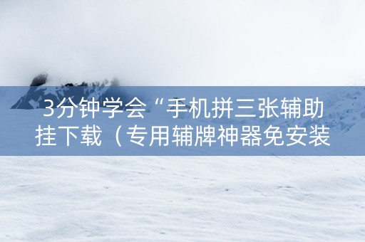 3分钟学会“手机拼三张辅助挂下载（专用辅牌神器免安装）