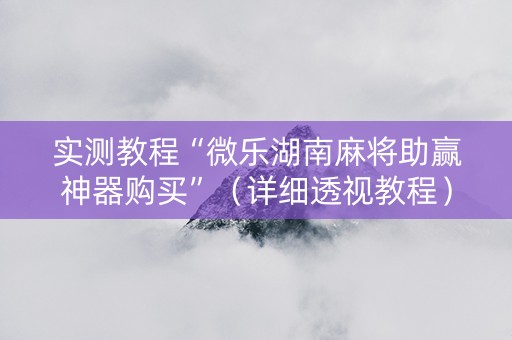 实测教程“微乐湖南麻将助赢神器购买”（详细透视教程）-哔哩哔哩