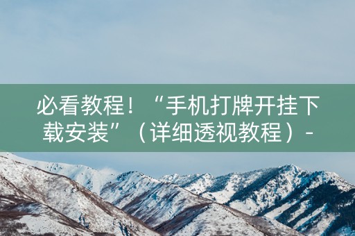 必看教程！“手机打牌开挂下载安装”（详细透视教程）-哔哩哔哩