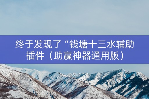 终于发现了“钱塘十三水辅助插件（助赢神器通用版）