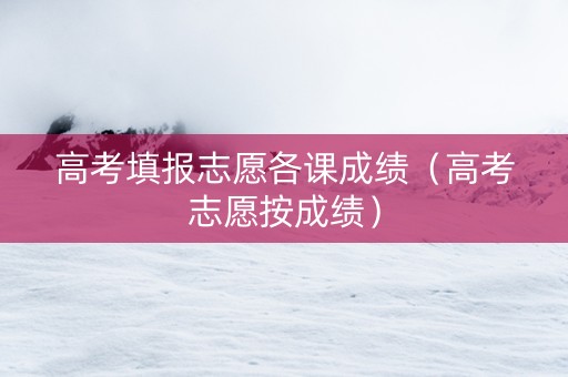 高考填报志愿各课成绩（高考志愿按成绩）