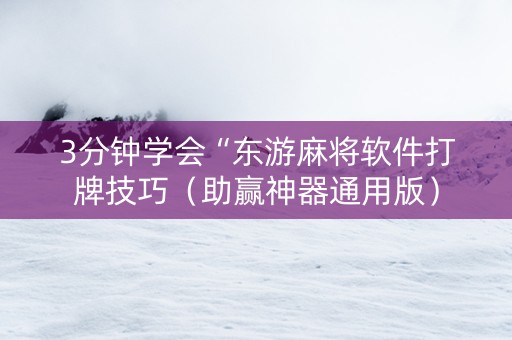 3分钟学会“东游麻将软件打牌技巧（助赢神器通用版）