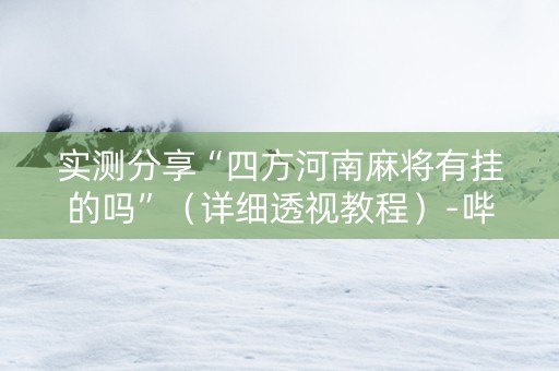 实测分享“四方河南麻将有挂的吗”（详细透视教程）-哔哩哔哩