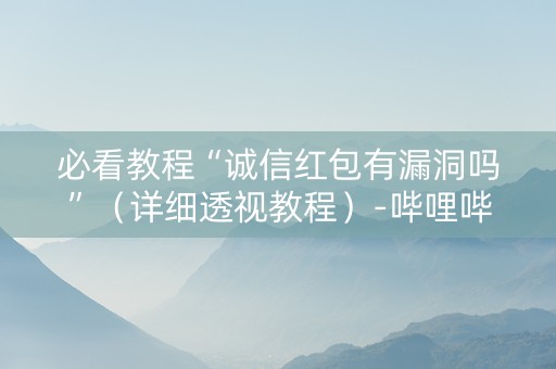 必看教程“诚信红包有漏洞吗”（详细透视教程）-哔哩哔哩