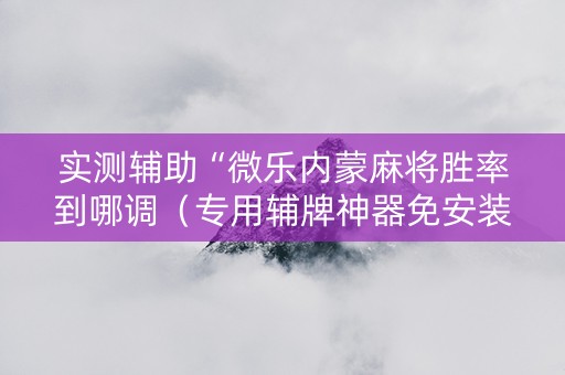 实测辅助“微乐内蒙麻将胜率到哪调（专用辅牌神器免安装）