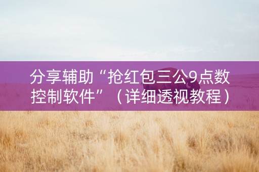 分享辅助“抢红包三公9点数控制软件”（详细透视教程）-哔哩哔哩
