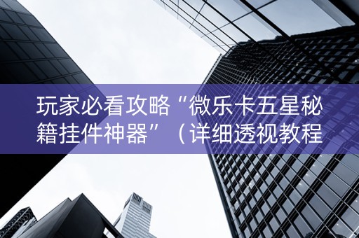 玩家必看攻略“微乐卡五星秘籍挂件神器”（详细透视教程）-哔哩哔哩