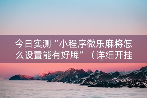今日实测“小程序微乐麻将怎么设置能有好牌”（详细开挂教程）-哔哩哔哩