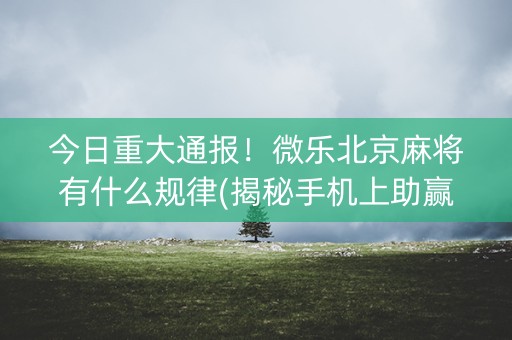 今日重大通报！微乐北京麻将有什么规律(揭秘手机上助赢神器)