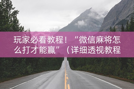 玩家必看教程！“微信麻将怎么打才能赢”（详细透视教程）-哔哩哔哩
