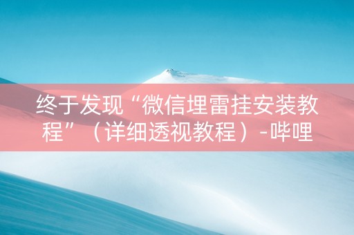 终于发现“微信埋雷挂安装教程”（详细透视教程）-哔哩哔哩