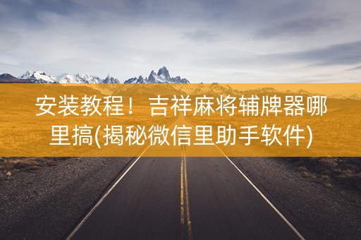 安装教程！吉祥麻将辅牌器哪里搞(揭秘微信里助手软件)