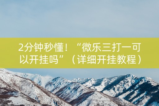 2分钟秒懂！“微乐三打一可以开挂吗”（详细开挂教程）-哔哩哔哩