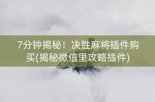 7分钟揭秘！决胜麻将插件购买(揭秘微信里攻略插件)