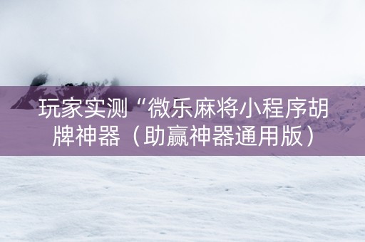 玩家实测“微乐麻将小程序胡牌神器（助赢神器通用版）
