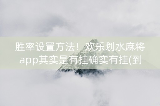 胜率设置方法！欢乐划水麻将app其实是有挂确实有挂(到底是不是有挂)