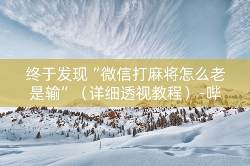 终于发现“微信打麻将怎么老是输”（详细透视教程）-哔哩哔哩