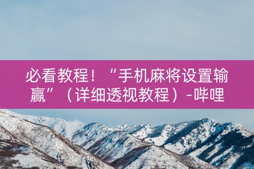 必看教程！“手机麻将设置输赢”（详细透视教程）-哔哩哔哩