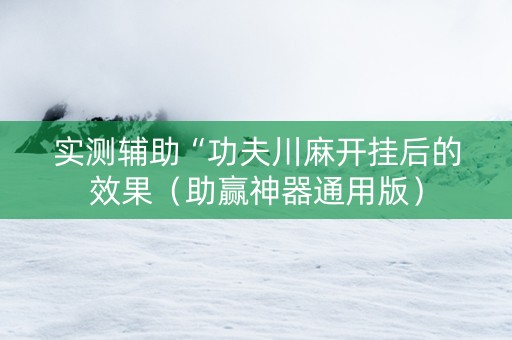 实测辅助“功夫川麻开挂后的效果（助赢神器通用版）