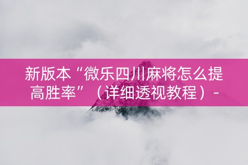 新版本“微乐四川麻将怎么提高胜率”（详细透视教程）-哔哩哔哩