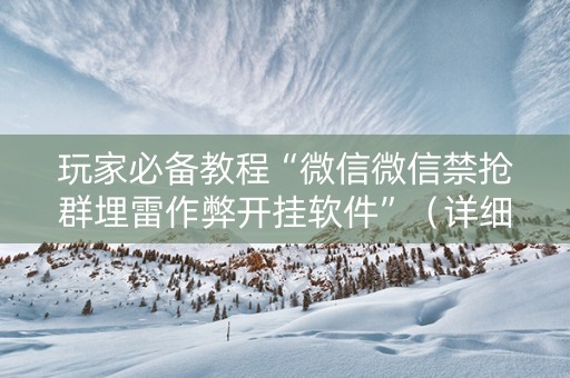 玩家必备教程“微信微信禁抢群埋雷作弊开挂软件”（详细透视教程）-哔哩哔哩