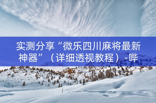实测分享“微乐四川麻将最新神器”（详细透视教程）-哔哩哔哩