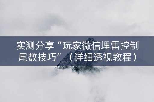 实测分享“玩家微信埋雷控制尾数技巧”（详细透视教程）-哔哩哔哩