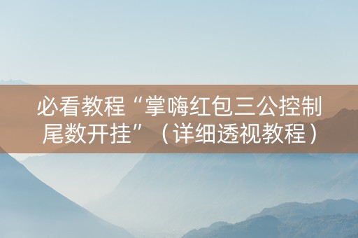 必看教程“掌嗨红包三公控制尾数开挂”（详细透视教程）-哔哩哔哩