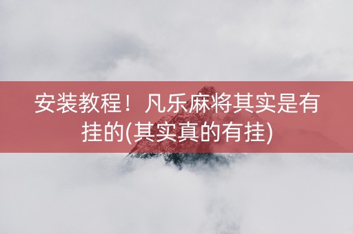 安装教程！凡乐麻将其实是有挂的(其实真的有挂)