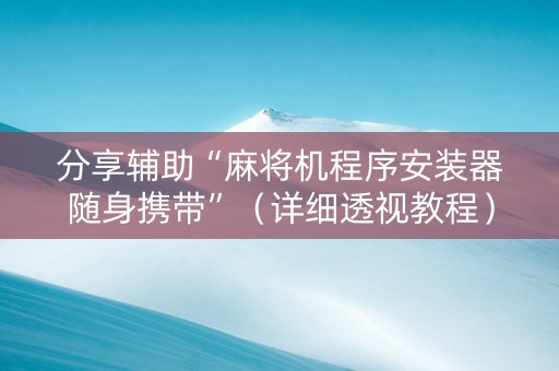 分享辅助“麻将机程序安装器随身携带”（详细透视教程）-哔哩哔哩