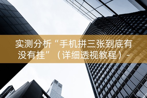 实测分析“手机拼三张到底有没有挂”（详细透视教程）-哔哩哔哩