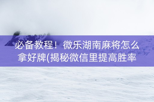 必备教程！微乐湖南麻将怎么拿好牌(揭秘微信里提高胜率)