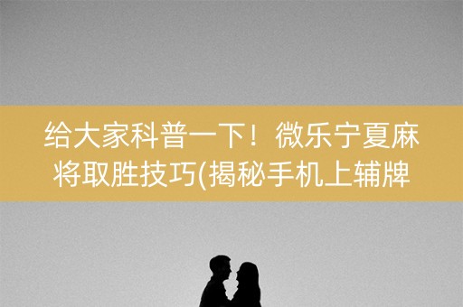 给大家科普一下！微乐宁夏麻将取胜技巧(揭秘手机上辅牌器)