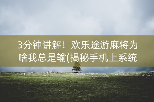 3分钟讲解！欢乐途游麻将为啥我总是输(揭秘手机上系统发好牌)