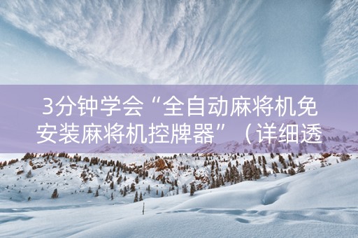 3分钟学会“全自动麻将机免安装麻将机控牌器”（详细透视教程）-哔哩哔哩